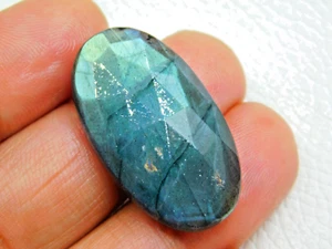 Amazing Labradorite Cabochon Oval Rose Cut Flashy Gemstone Cabochon 32x19mm - Picture 1 of 7