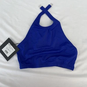 Norma Kamali Women's Chuck High Neck Bikini Top Halter Neckline Cobalt Size M - Picture 1 of 7