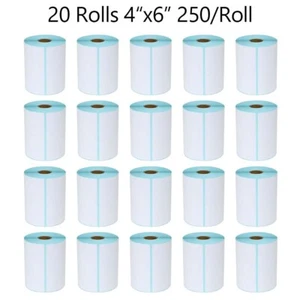20 Rotoli 4x6 Etichette Spedizione Termica Diretta 250/Rotolo per Zebra 2844 ZP450 GX420d - Foto 1 di 7