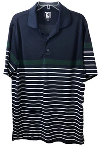 FootJoy Polo Shirt FJ Athletic Fit Navy Blue Striped - Men Size M - Picture 1 of 10