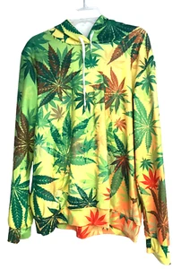 High Resolution Marijuana Plant Print Reggae Rasta Hoodie MENS Size 2XL NWOT - Picture 1 of 6