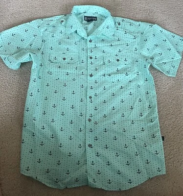 Red Ape Button Up Shirt Green Navy Anchor Mens Size XL Short Sleeve NEW - Image 1 of 4