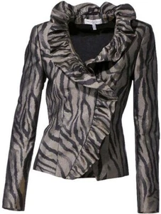 NEU WOW ! DESIGNER JACQUARD BLAZER mit RÜSCHEN GR. 34 SINGH S. MADAN *076259 - Picture 1 of 1