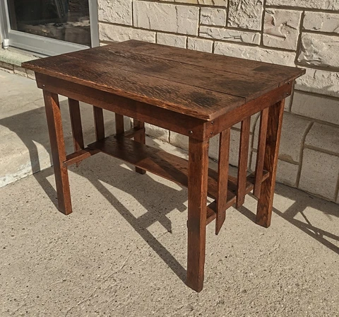Antique Mission Arts & Crafts Oak Library Side Table Cover