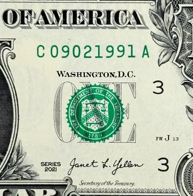 September 2nd 1991 or 9th February Uncirculated Birthday Dollar Fancy Serial - Image 1 of 3