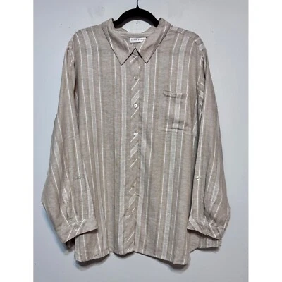 Camisa Susan Graver Mezcla de Lino 2XP Cottagecore Coastal Abuela Minimalista Foto 1 de 4