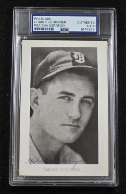 CHARLES GEHRINGER Signed Real Photo Postcard-HOF-DETROIT-TIGERS-PSA - Image 1 of 4