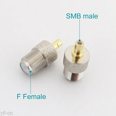 1pc Gold SMB Male to Nickel F Type F Female Straight RF Adapter Connector - Image 1 of 4