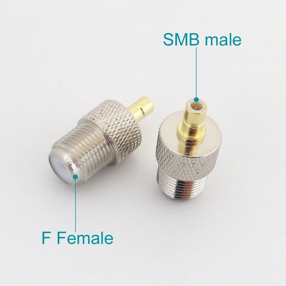 4pcs Gold SMB Male to Nickel F Type F Female Straight RF Adapter Connector - Image 1 of 4