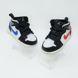 Nike Jordan 1 Retro Mid BT Black Red White Blue Toddler Size 5C Shoes 640735-052