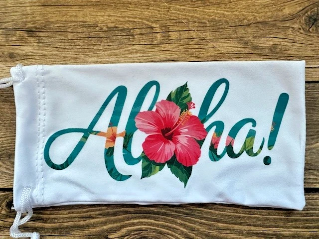 Gafas de sol suaves ojos blanco hibisco accesorio bolsa tirar superior portátil Aloha HI Foto 1 de 1