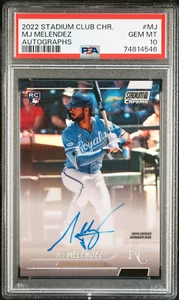 2022 Topps Stadium Club Chrome MJ Melendez AUTOGRAFI, RC AUTO, PSA 10 POP 4 - Foto 1 di 2