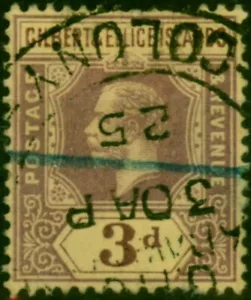 Gilbert & Ellice Islands 1919 3d Purple-Yellow SG16 Good Used - Picture 1 of 1