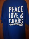 Joe's Crab Shack Peace Love n Crabs blue 2XL t shirt