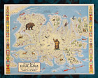 Original Travel Poster Brochure Kodiak Alaska Pictorial Map Kodiak Bear Nature