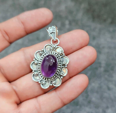 Colgante de amatista de diseño de plata 925 hecho a mano joyería colgante regalo para mujer Foto 1 de 4