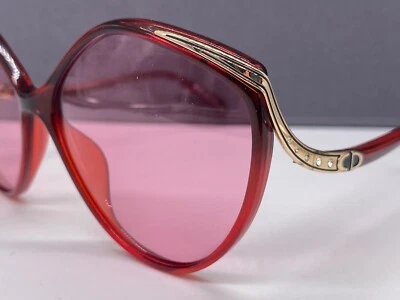 Dior Sunglasses Woman Red Large Rhinestone Vintage 1980s Germany 2280 - Image 1 of 4