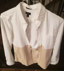 J Crew Slim Oxford Small OCBD White/Brown - Picture 1 of 7