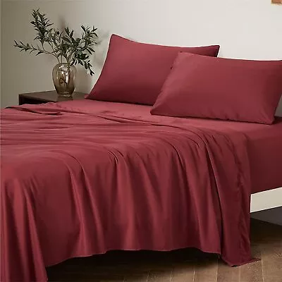 THE GREAT AMERICAN STORE !! FLASH SALE !! QUEEN SIZE SHEET SET - SOLID BURGUNDY - STOCKS LIMITED HURRY UP