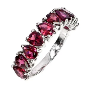 925 Sterling Silver Ring Pear Rhodolite Garnet 5x4mm Natural Gemstone Jewelry 9 - Picture 1 of 13