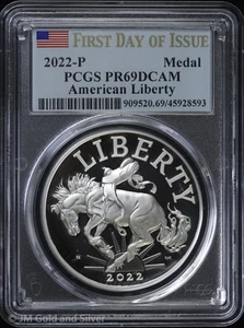 2022-P Proof Silver American Liberty Medal PCGS PR 69 DCAM | FDOI - Picture 1 of 4