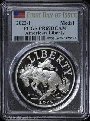 2022-P Proof Silver American Liberty Medal PCGS PR 69 DCAM | FDOI - Image 1 of 4