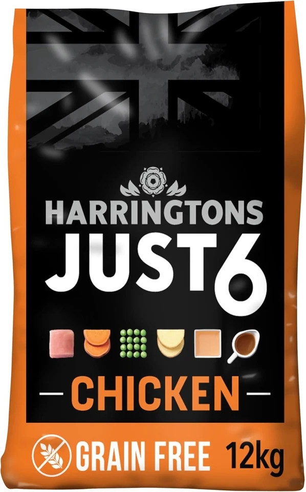 Harringtons Just 6 Adult Chicken Dry Dog Food 12kg - With Added Fresh Baked Bit