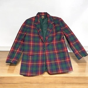 David Paul NY Womens Wool Blazer Jacket Sz 14 Plaid One Button Coat Classic - Picture 1 of 10