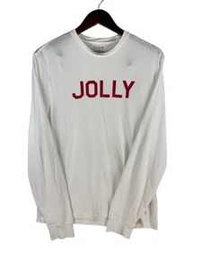 J. Crew Jolly Graphic Tee Long Sleeve Crew Neck Top White Casual - Picture 1 of 9