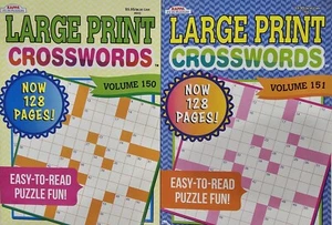 2 Kappa Puzzles Large Print Crosswords Activity Books Vol#150 & 151 Easy to Read - Picture 1 of 5