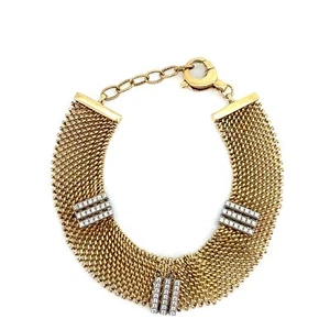 Vintage Sterling Signed JCM 925 Italy Mesh Chain with CZ Accent Bracelet size 8 - Picture 1 of 8