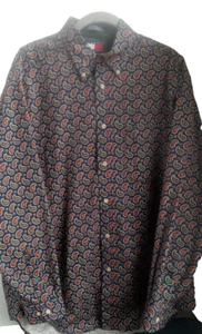 Vintage Tommy Hilfiger Shirt Size M Blue Red White Paisley Button Up Polo Crest - Picture 1 of 15