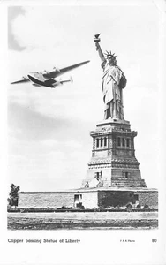 Airplane Clipper Passing Statue of Liberty Real Photo Postcard - Picture 1 of 2