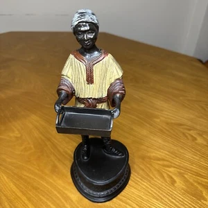 Cold Painted Bronze Figurine Man Holding Tray 11.5" high - Picture 1 of 16