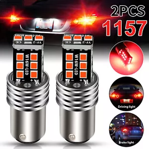 2 Pcs 1157 LED Strobe Safety Brake Stop Tail Parking LEDs Light Bulb Red USA - Picture 1 of 12