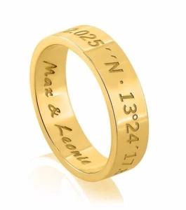 Anillo chapado en oro, joyas para parejas, joyas de amor con grabado, anillo de pareja  - Imagen 1 de 3