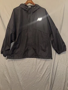 New Balance Womens Black Full-Zip Hooded Windbreaker Jacket Size 2X - Picture 1 of 6
