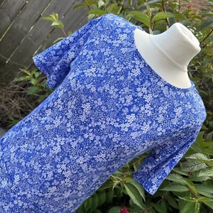 Laura Ashley Blue Ditsy Floral Short Sleeve Tshirt Tunic Dress Pockets UK 10 - Picture 1 of 15