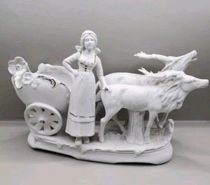 Vintage? Deutsches Ornament Frau mit Wagen & Rehen - Bild 1 von 5