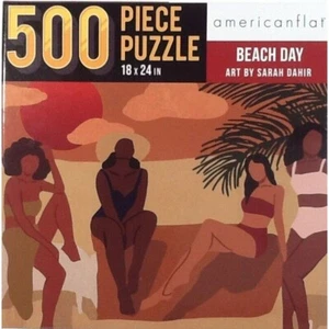 NEW American Flat Beach Day 500 piece jigsaw puzzle art by Sarah Dahir - Picture 1 of 1