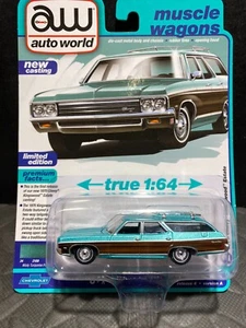 1/64 AUTO WORLD MUSCLE WAGONS 1970 CHEVROLET KINGSWOOD ESTATE TURQUOISE POLY - Picture 1 of 2