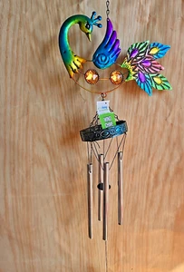 Wind Chime Peacock Hanging Garden Bell Patio Deck Window Balcony Ornament - Picture 1 of 10