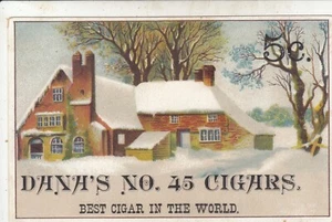 No. de DANA 45 CIGARROS 5 centavos tarjeta de intercambio con escena nevada del invierno c1890 - Imagen 1 de 2