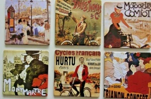 COASTER :Set of 6 PRETTY COASTERS Printed with the theme: Paris at old times. - Picture 1 of 3