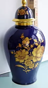 LINDNER Porzellan Deckel Vase Cobalt Kobalt Blumen Gold 1119/25 Bavaria TANJA - Bild 1 von 14