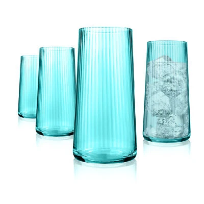 Artland Soho Optic Highball Glass, Set of 4 - Light Turquoise - Image 1 of 4