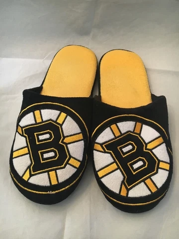 Boston Bruins NEW Mens X-Large Logo Boxed House Slippers . NHL Hockey Gift NWT Cover