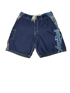 Pantalones cortos de natación American Eagle para hombre talla 32 azul marino bordado a cuadros cremallera - Imagen 1 de 14