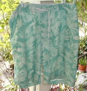 OLD NAVY soft lightweight mint green tropical print SHORTS sz XL hook/loop close - Picture 1 of 12