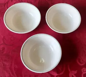 Corelle Cream / Beige Corelle 6" Bowls with Gray Trim on Rim 3pc - Picture 1 of 6
